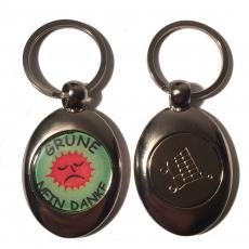 Grne - Nein Danke (Key ring with trolley coin in silver)