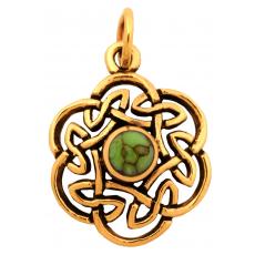 Nuada - Keltischer Knoten Trkis (Kettenanhnger in Bronze)