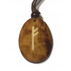 Fehu Rune - Kettenanhnger aus Knochen (braun)