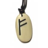 Fehu Rune - Pendant of Bone (White)